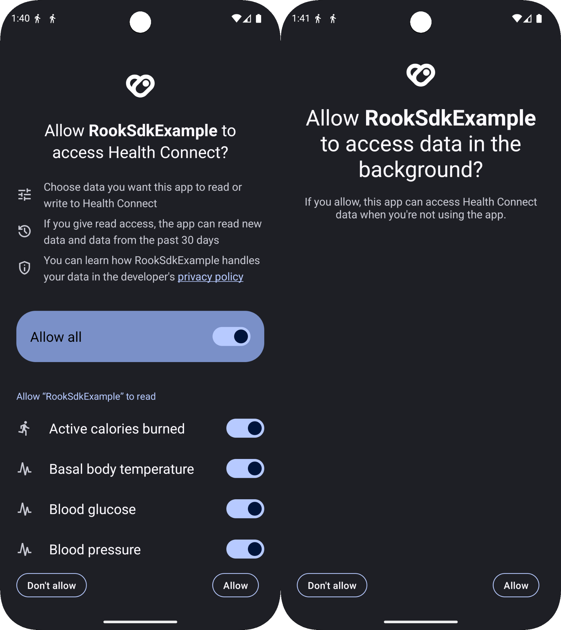 health connect permissions